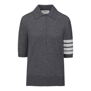 [12期免息]THOM BROWNE 女士经典四条纹羊毛针织POLO衫毛衣