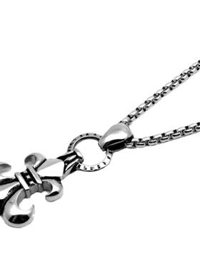 欧美复古军花钛钢吊坠项链同款