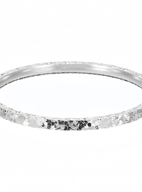 新款碎冰冰银包铜手镯女款纯实心碎银镯子素圈时尚手环送女友礼物