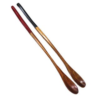 超细长柄咖啡勺长柄木质蜂蜜勺日式复古原木搅拌棒家用实木小长勺