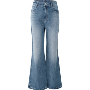 高个子专属娅丽达加长筒喇裤女2026春新款微弹复古直筒微喇牛仔裤