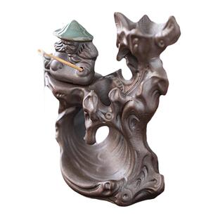 指尖迷你姜太公陶瓷摆件袖珍钓鱼翁创意鱼缸花盘造景假山装饰品