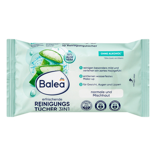 【德国DM】Balea芭乐雅芦荟舒缓保湿卸妆湿巾ph中性温和10片装女