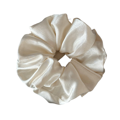 法式白色缎面大肠发圈女高级感