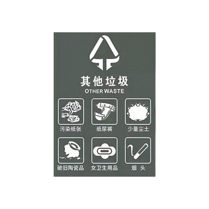 亚克力环卫垃圾分类标识牌不可回收有害垃圾干湿类厨余垃圾桶柜贴