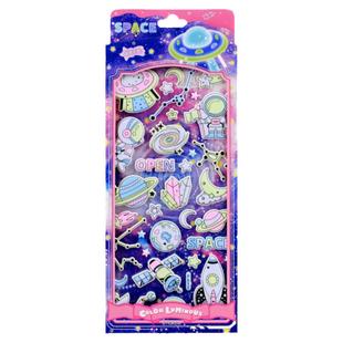 夜光太空宇航员火箭立体泡泡发光贴纸儿童男孩女孩益智宝宝粘贴画