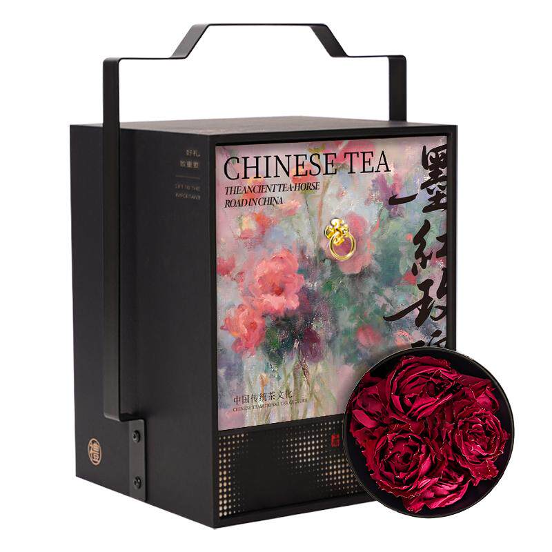 五虎莫奈云南墨红玫瑰大朵花茶礼盒定制送礼官方旗舰店正品送长辈