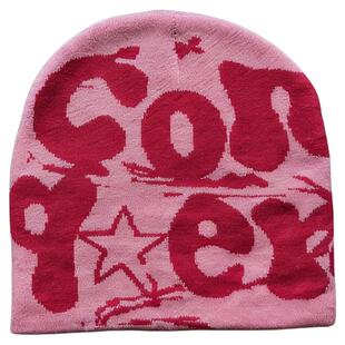 nojob vintage古着 美式标语复古提花冷帽小众男女同款秋冬针织帽