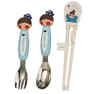 儿童勺子316不锈钢元宝勺婴儿食品级宝宝吃饭辅食勺卡通可爱餐具