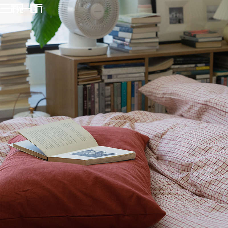 色织非印染丨全棉水洗棉枕套丨纯棉单人枕皮48×74cm枕头套文艺风