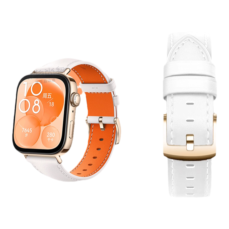 适用华为Watch FIT3同款FIT4pro真皮表带fi3智能手表watchfit2通用夏季透气fitnew新款非官方同款替换腕带