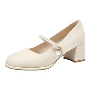 达芙妮玛丽珍鞋女2025新款春秋晚晚风配旗袍鞋子粗跟单鞋高跟鞋女