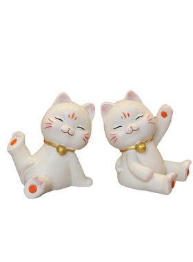 可爱招财猫情侣书档摆件办公室桌面书立架酒柜家居装饰品生日礼物