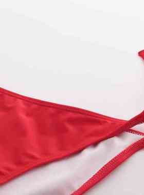 2023新款黑色比基尼泳裤女三角裤绑带游泳衣裤性感比坚尼泳裤