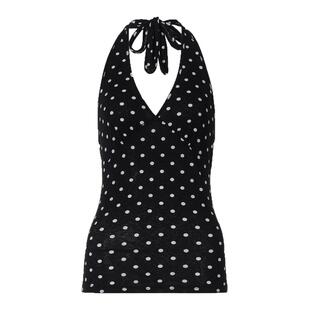 纯欲风波点印花V领挂脖背心2026夏季新款辣妹修身短款百搭上衣 潮