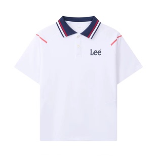 Lee kids儿童POLO衫男女童中大童学院风翻领透气休闲短袖T恤上衣