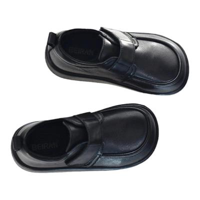 贝然童鞋儿童真皮黑色皮鞋校园演出学生鞋软底防滑女童男童乐福鞋