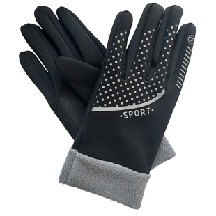 儿童加绒保暖手套防风防水弹性防滑耐磨夜光警示冬季柔软骑行打球