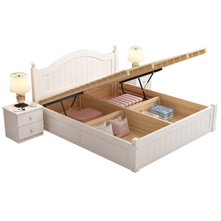 高箱床现代简约储物床实木床气压床单人床小户型收纳双人床箱体床