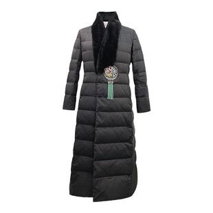 浒城古娘新品流苏刺绣保暖白鸭绒加厚长款新中式国风羽绒服女冬季