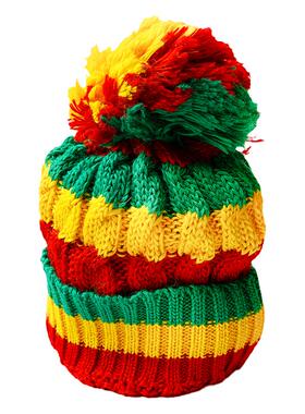 嘻哈毛线帽红黄绿街头酷reggae