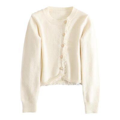 复古高级香风设计感毛衣开衫圆领