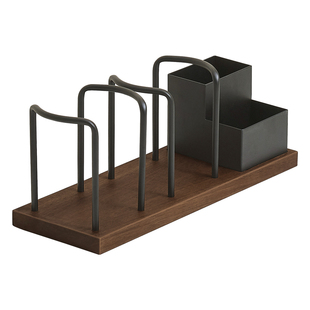 胡桃木桌面纸杯架高级感轻奢一次性杯子取杯器咖啡茶包收纳置物架