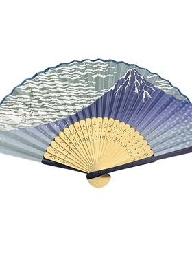6寸日式手工竹制富士山折扇
