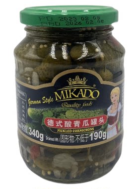 美卡多原味进口小黄瓜蔬菜罐头