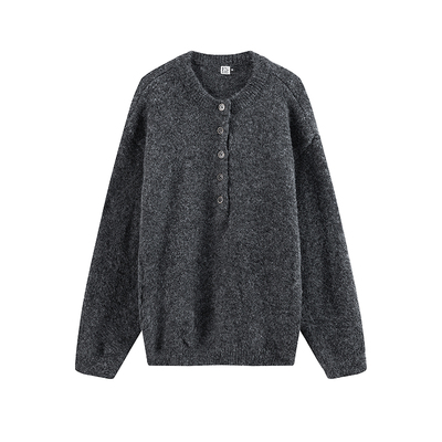 COLN极简风亨利领加厚套头毛衣