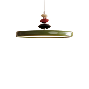 奶油中古风绿色飞碟摇臂可移位饭厅餐桌客厅餐厅吊灯2025新款灯具