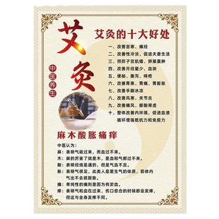 海报艾灸广告贴纸中医挂图美容院宣传推拿挂画KT板养生馆装饰画