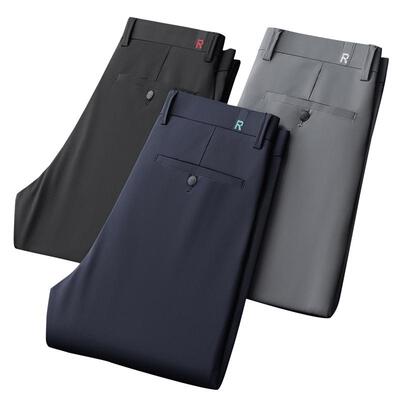 罗蒙冰丝裤子夏季男款直筒修身