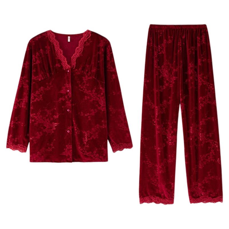 金丝绒睡衣女天鹅绒海岛绒家居服