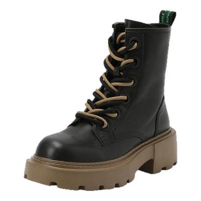 星期六牛皮厚底增高马丁靴