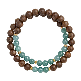 天然蓝水翡翠沉香手串双圈高级感五行喜水木情侣手链女款2026新款