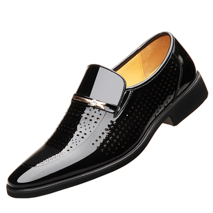夏季商务正装中年凉皮鞋男士镂空透气休闲皮凉鞋男真皮打孔洞洞鞋