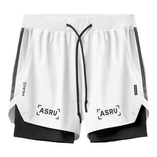 ASRV美式训练短裤男三分夜视反光跑步速干假两件运动健身篮球裤夏