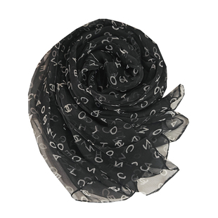 字母真丝桑蚕丝长丝巾女新款印花韩版护颈围巾春秋薄款披肩长纱巾