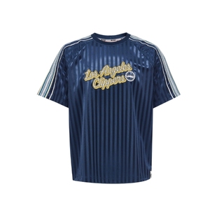 NBA ATELIER快船队蓝色阔版针织耐磨圆领短袖男士运动潮流休闲T恤