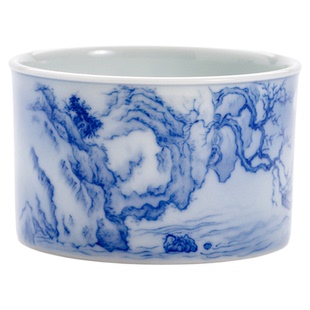 冯祖传祖传窑柴窑续真夜景行舟高仕直口杯青花景德镇纯手工陶瓷