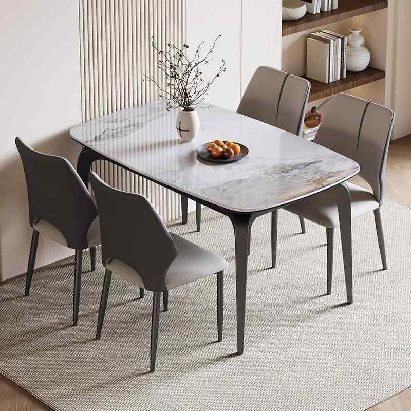 16轻奢伸缩岩板餐桌现代折叠餐桌椅可变简约方圆组合家用圆形小户