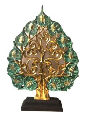 泰国实木雕刻金箔菩提树工艺品