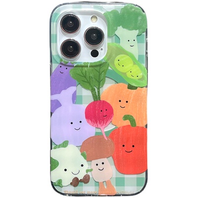 kaia卡通蔬菜ins洋葱西红柿适用苹果18promax手机壳iphone13新款12磁吸支架14promax女16pro创意苹果17手机套