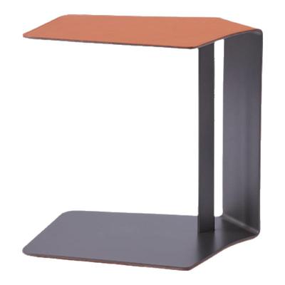 格菲莉意式极简创意设计师橙色马鞍皮客厅沙发边几角几现代简约桌