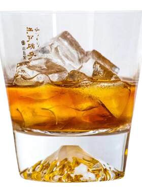 日本江户硝子切子富士山玻璃酒杯