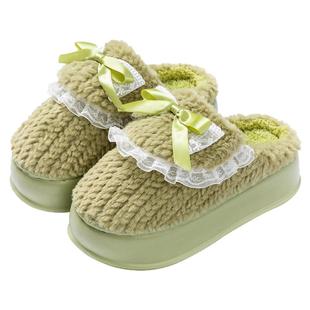 厚底棉拖鞋女款秋冬季2025新款室内家居保暖加绒毛毛增高防滑拖鞋