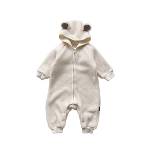 婴儿童加绒加厚连体衣宝宝超萌耳朵拉链爬服男女童哈衣外出服冬装