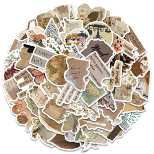 复旧报纸文艺复古贴纸ins行李箱手帐手机壳卡通可爱装饰防水贴画