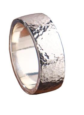 男女纯银复古文艺手工锤纹戒指